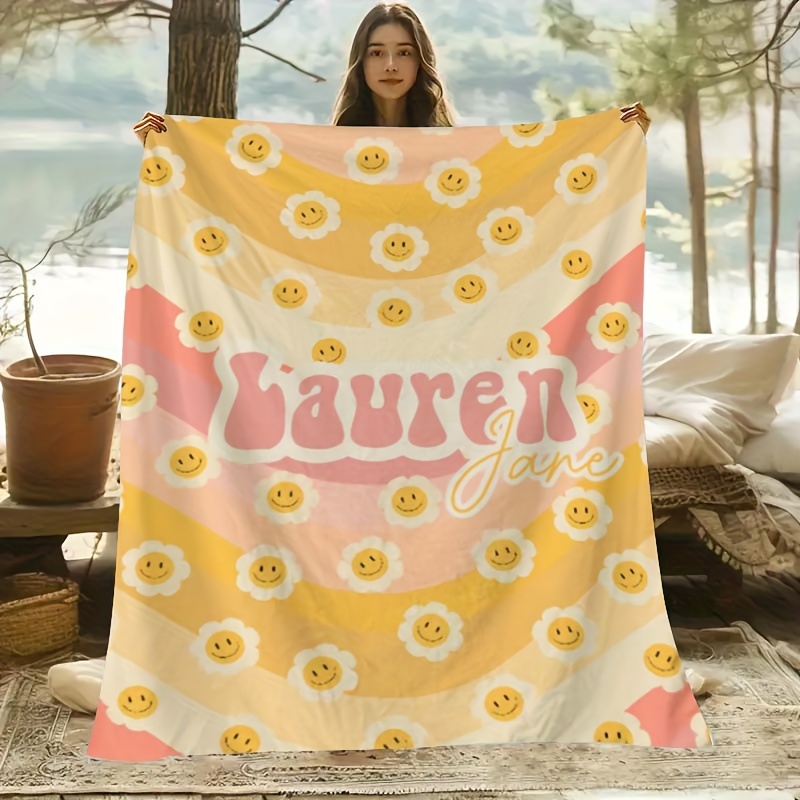 

Custom Sunflower Flannel Throw Blanket - Personalized Name, Soft & Cozy For Couch, Bed, Office, And Outdoor Use - Perfect Gift For Friends Sunflower Pillow Covers Sunflower Blanket