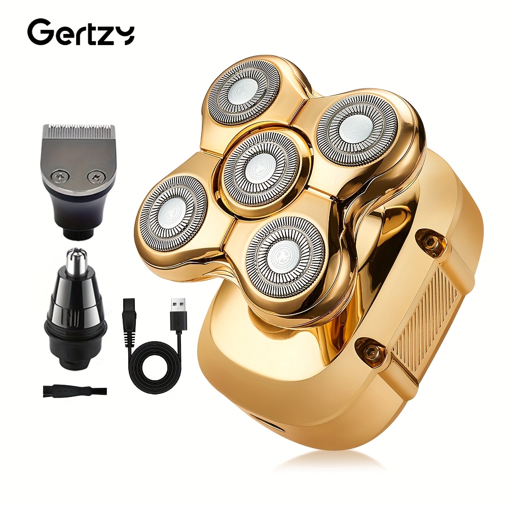 Image of 1 Set, Electric Shavers For Men, 5 Rotary Heads Electric Head Shaver Razor, Usb Charging, Nose Hair Trimming, Beard Trimming, Digital Display, Gifts For Men, Father's Day Gift