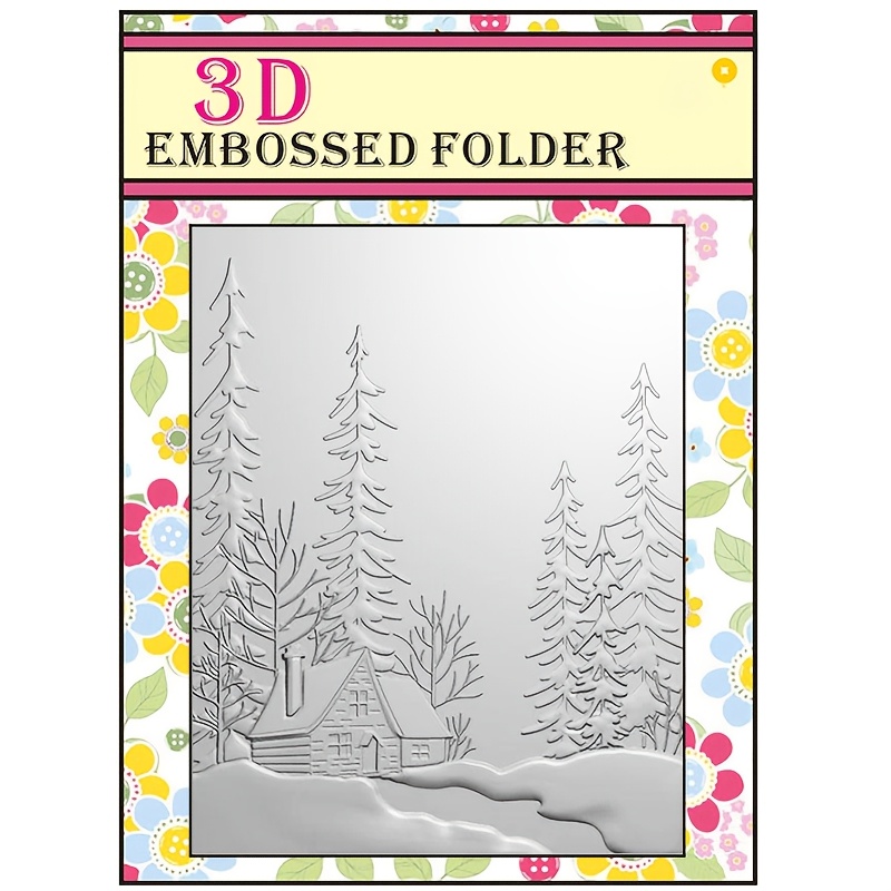 

1pc 3d Embossed Folder, Christmas Theme, Transparent Plastic, Snowy Cabin Design, For Diy Scrapbooking, Card Making, And Home Decor