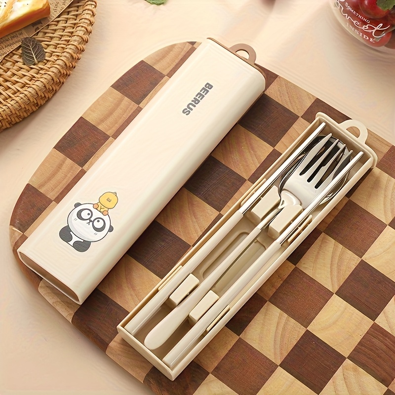 customizable stainless steel cutlery box with handle personalized text   forks spoons chopsticks cute storage box ideal for picnics parties travel outdoor dining   customizable design durable construction Product details 5