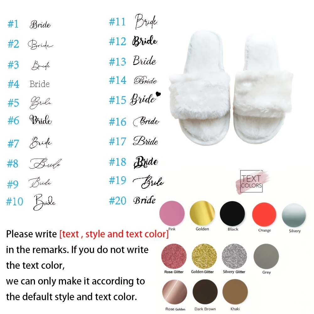 TEMU Personalized Bridesmaid & Bride Slippers - Custom Name/ Wedding Footwear Suitable For Bachelorette Party, Bridal Shower Gifts, Of Honor, Sole &