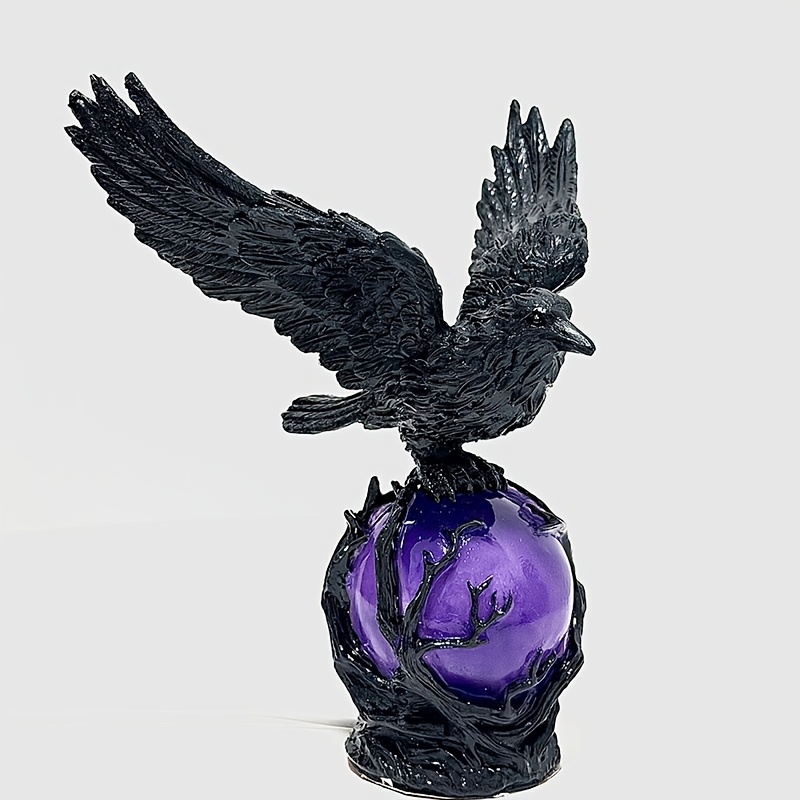 TEMU Moonlight Gothic Statue Lamp By - Mysterious Atop A Glowing Orb Outdoor Moonlight Lamp Perfect For Fantasy-themed Home Decor In Bedrooms,