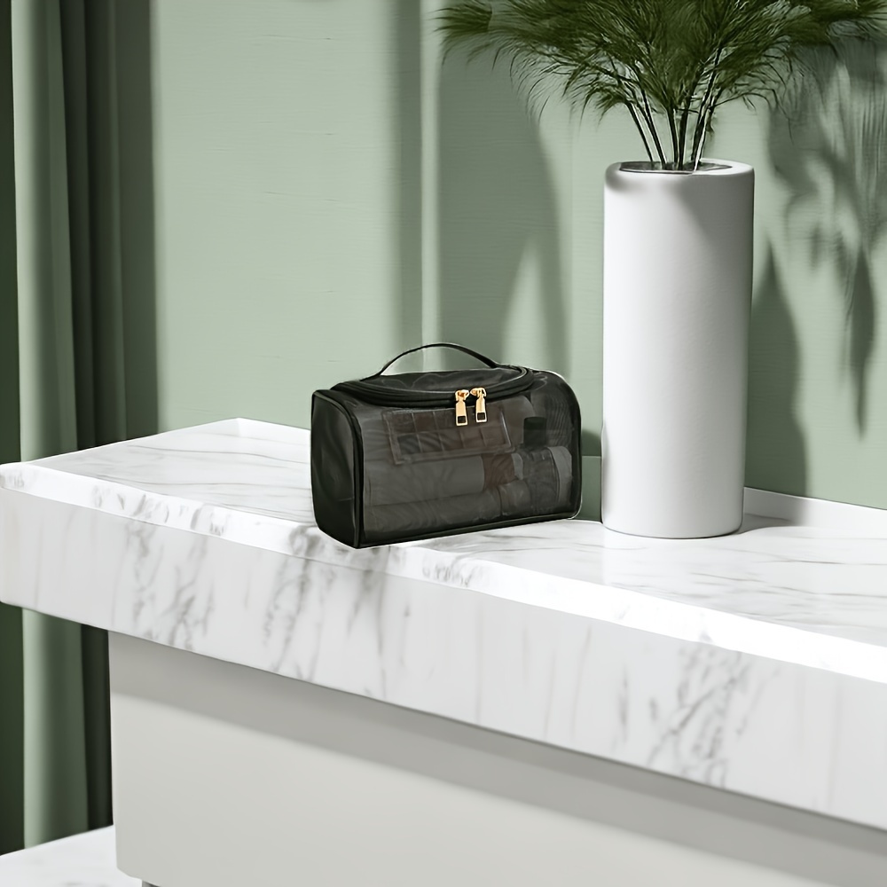 Handbag Transparent Mesh Bag Portable Mesh Cosmetic Bag Large Capacity Makeup Storage Bag