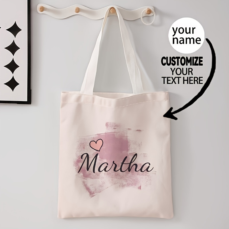 TEMU Personalisierte Damen-Tasche, 1 Stück individuelle Namens- und Textauswahl, modische Einkaufstasche für Einkaufen und Pendeln, multifunktionale