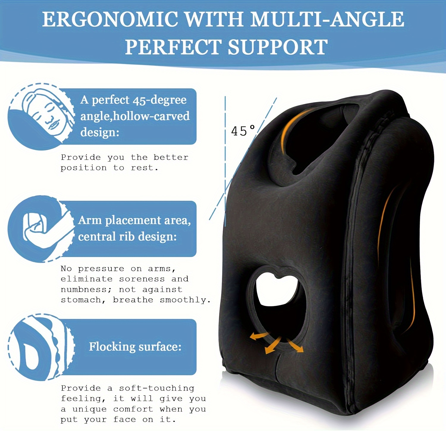 ergonomic inflatable         and     patented   for     and deflation suitable for long       and       or           suitable   14 and up details 23