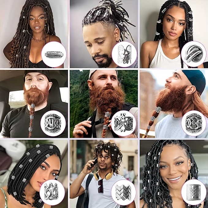   WIG 81pcs Viking     &   Ornaments   - Преміальні прикраси для   та аксесуари для дредів, прикраси для локів для жінок, аксесуари для плетіння, намистини для бороди для чоловіків, коси, локи, прикраси для любителів вікінгів, детальніше 2