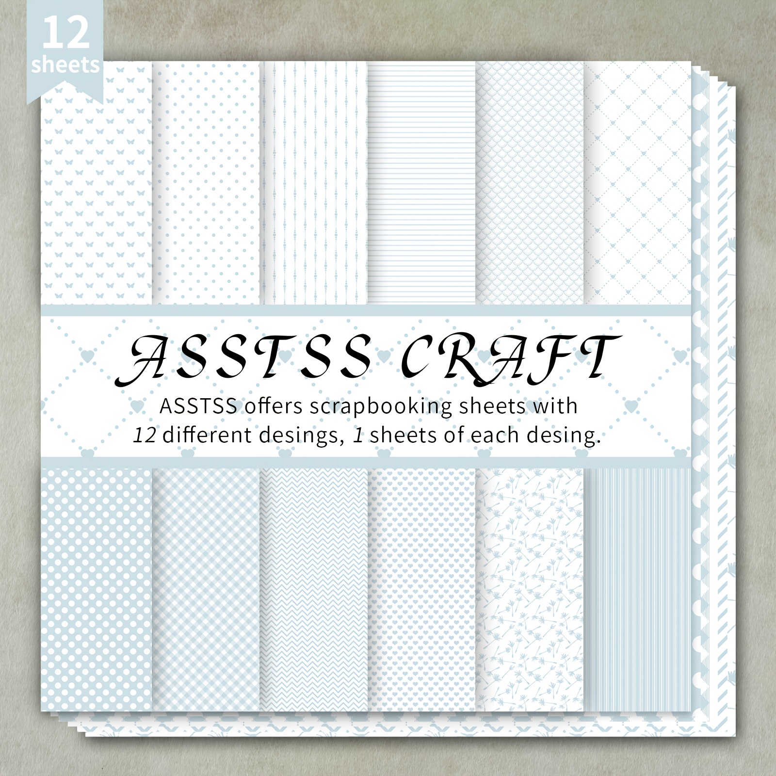 TEMU Bloc de Papier Scrapbooking 12 Feuilles, Papier de Frais et Simple, Carton Épais pour Journaling, Art Collage, Cartes de Vœux, Scrapbooking &