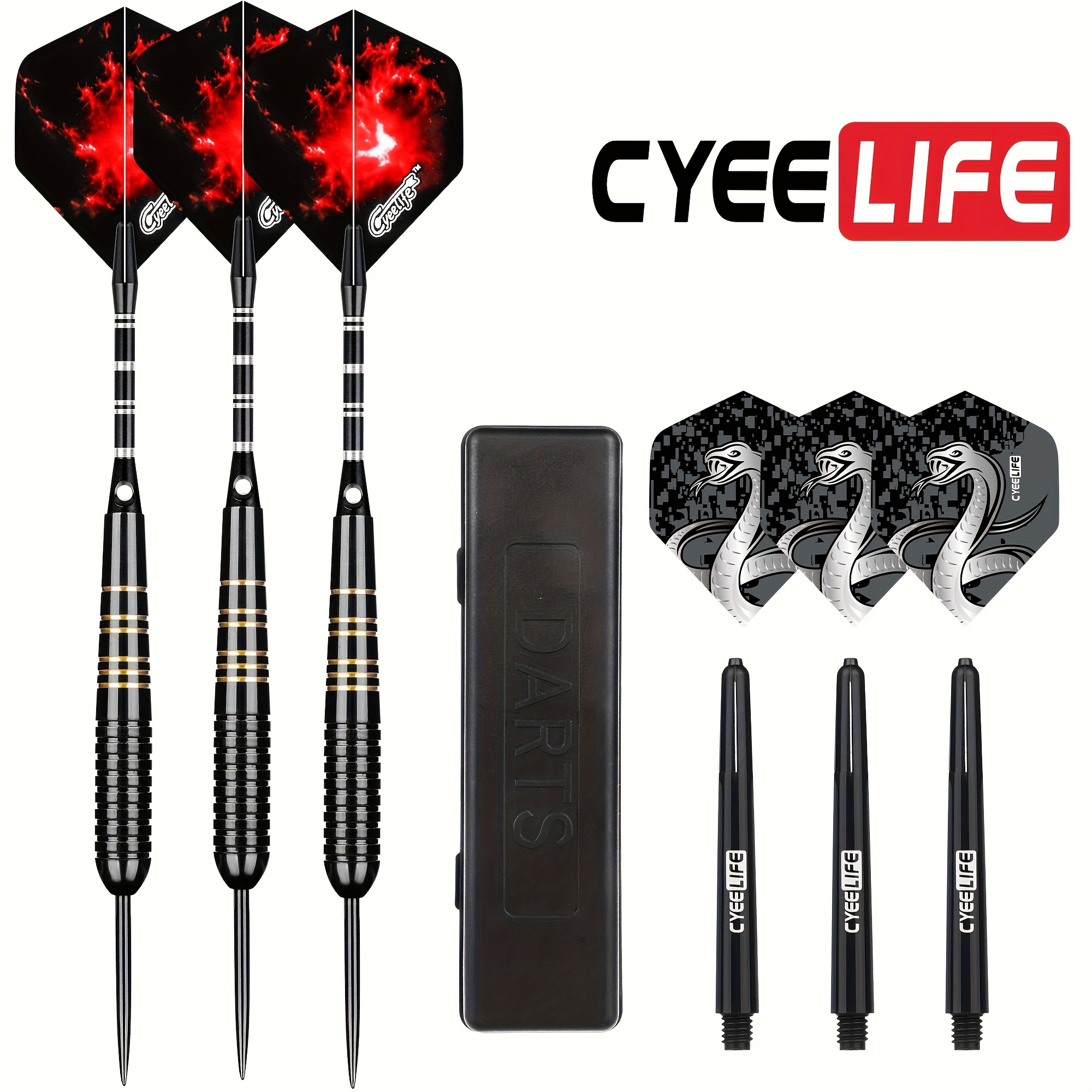 

Cyeelife 3-pack Steel Tip Darts Set, 26g Copper Alloy, Universal Fit, With Storage Case, Ideal For Thanksgiving, Christmas, Halloween, New Year, -