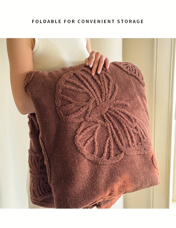 1pc   solid color jacquard multi functional blanket suitable for   jacquard butterfly pattern leisure blanket details 4