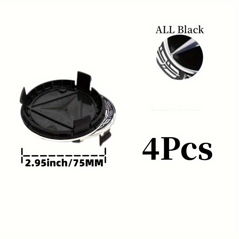 TEMU 4pcs 75mm Car Wheel Center Covers Badge Accessories For Mercedes Benz Class W204 W203 W205 W124 W221