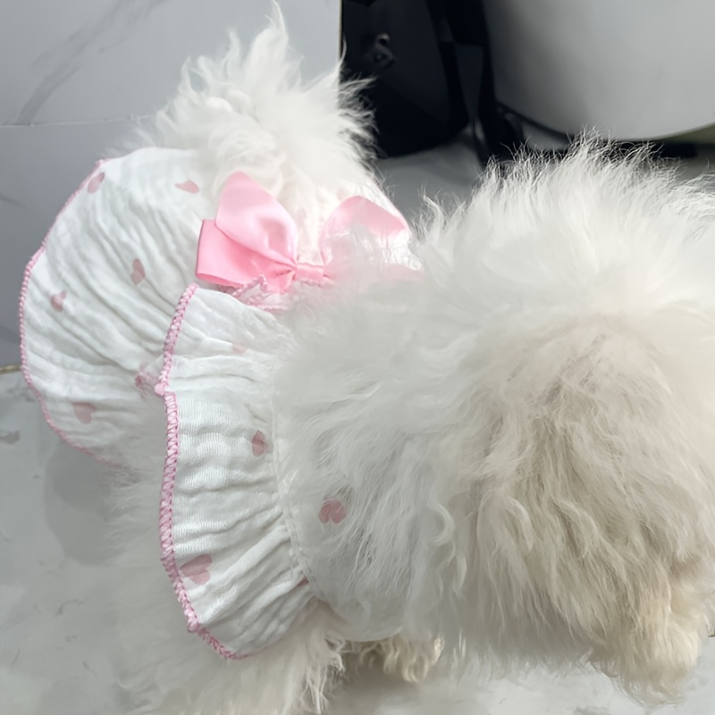 1pc pet skirt pink bow skirt breathable with harness hook camisole dress spring summer fall wear for teddy bichon pomeranian small dogs and   dress Product details 7