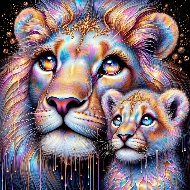 

Diy 5d Diamond Painting Kit - Lion Mosaic Art, 40x40cm Frameless, Round Acrylic Gems, Full Drill Embroidery Craft For Wall Decor