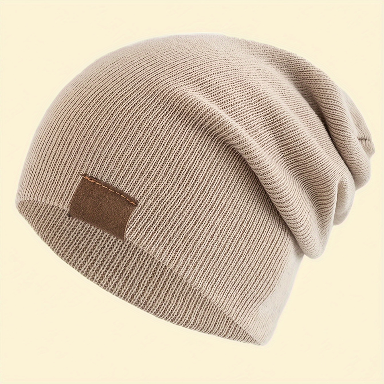 Image of 1pc Label Minimalist Style Unisex Brimless Beanie, Outdoor Sports Hat, Ski Hat, Cycling Cap, Breathable, Lightweight, Durable