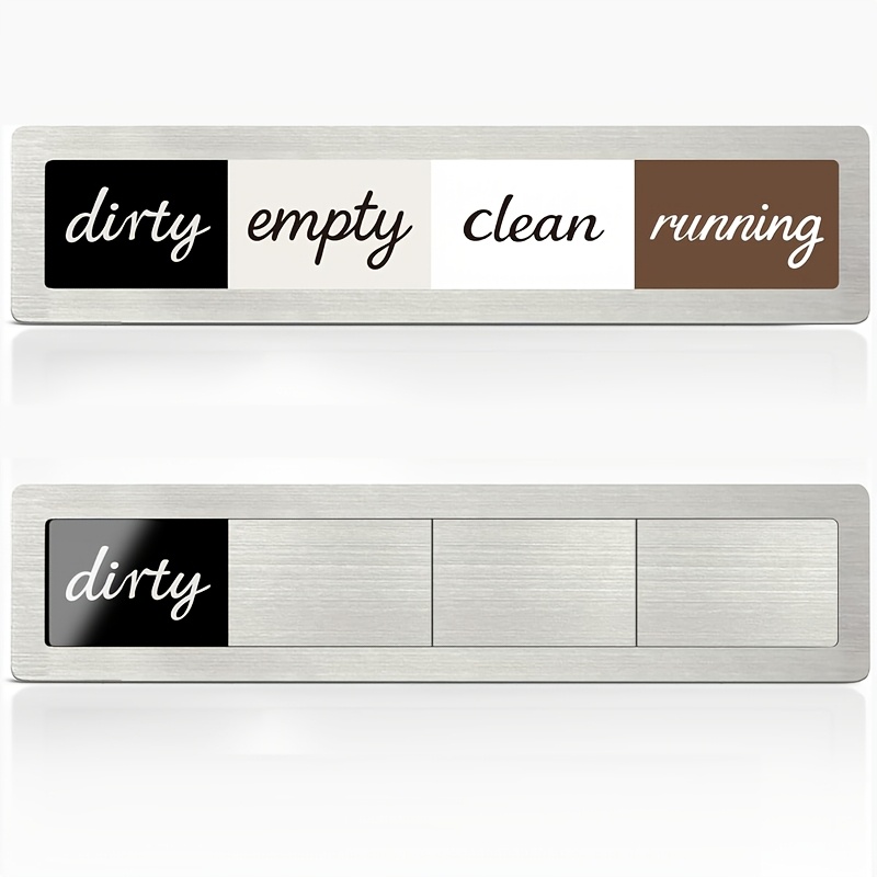 TEMU [2d Flat] Dishwasher Cleaning Dirt, Dishwasher Sign Run Idle, Dishwasher Cleaning Dirt To Slide, Traceless Paste Included, Brushed Silvery, 4