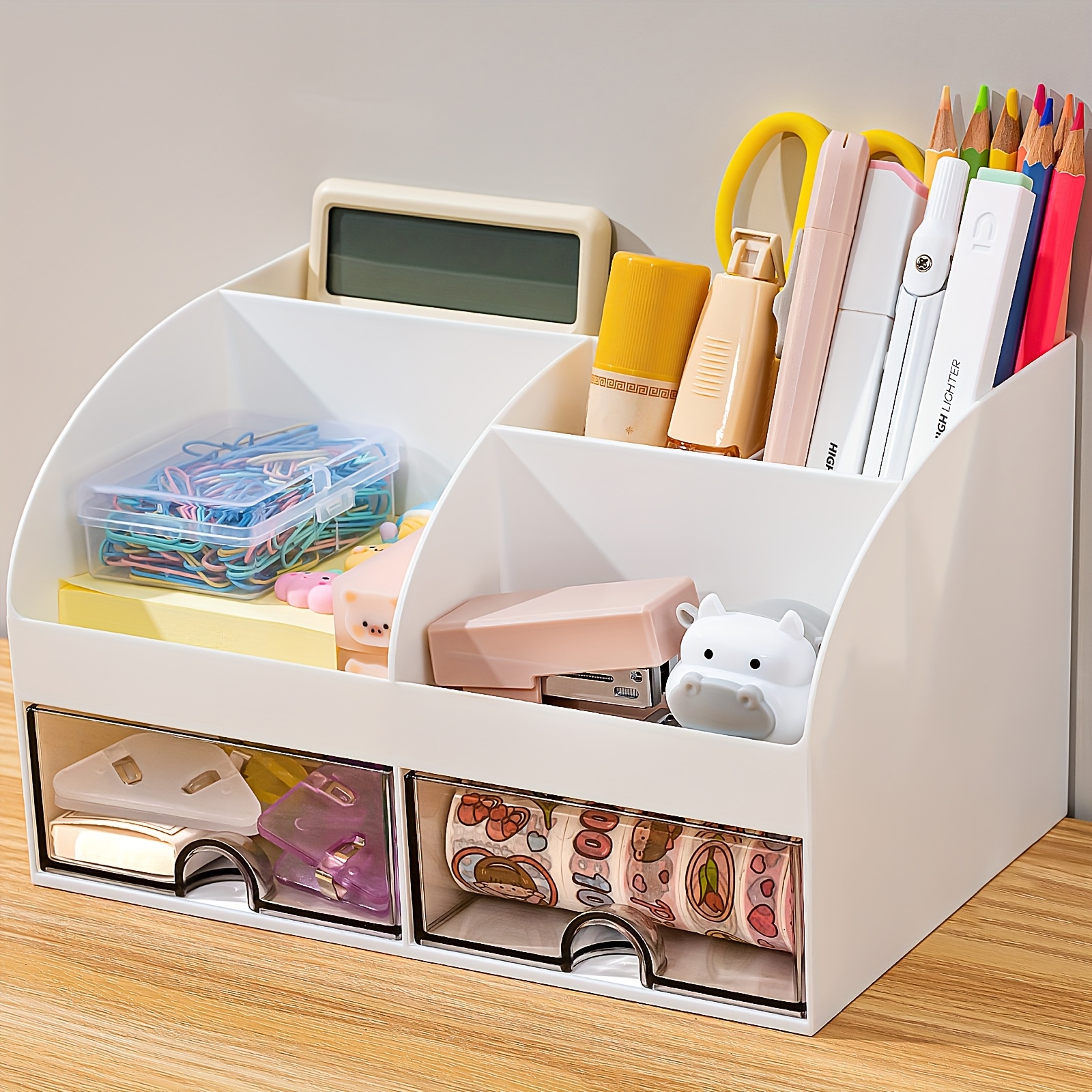 TEMU 1pc Desk Organizer With 8 Compartments, Drawers, Organizer System Office Multifunctional Pen Holder Desk, Office Organizer Pens Organizer For