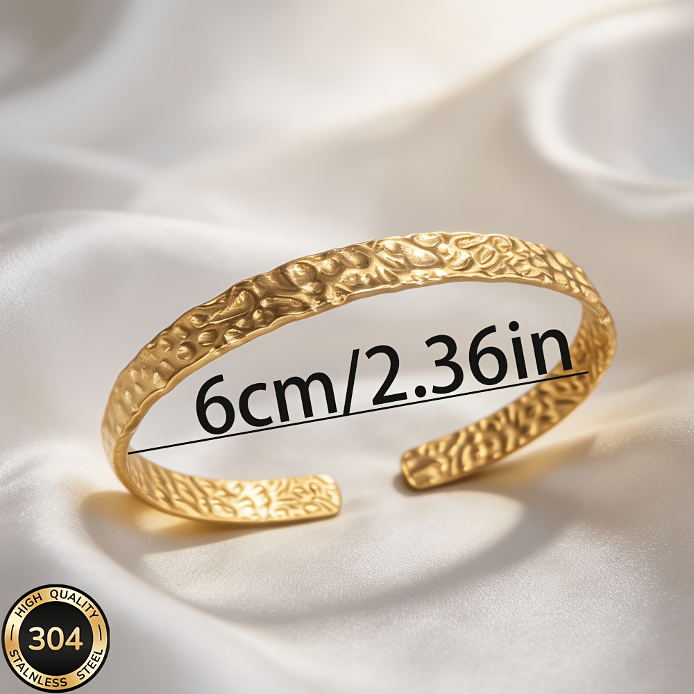 18K Golden Plated 304 Stainless Steel Ancient Pattern Open Bangle