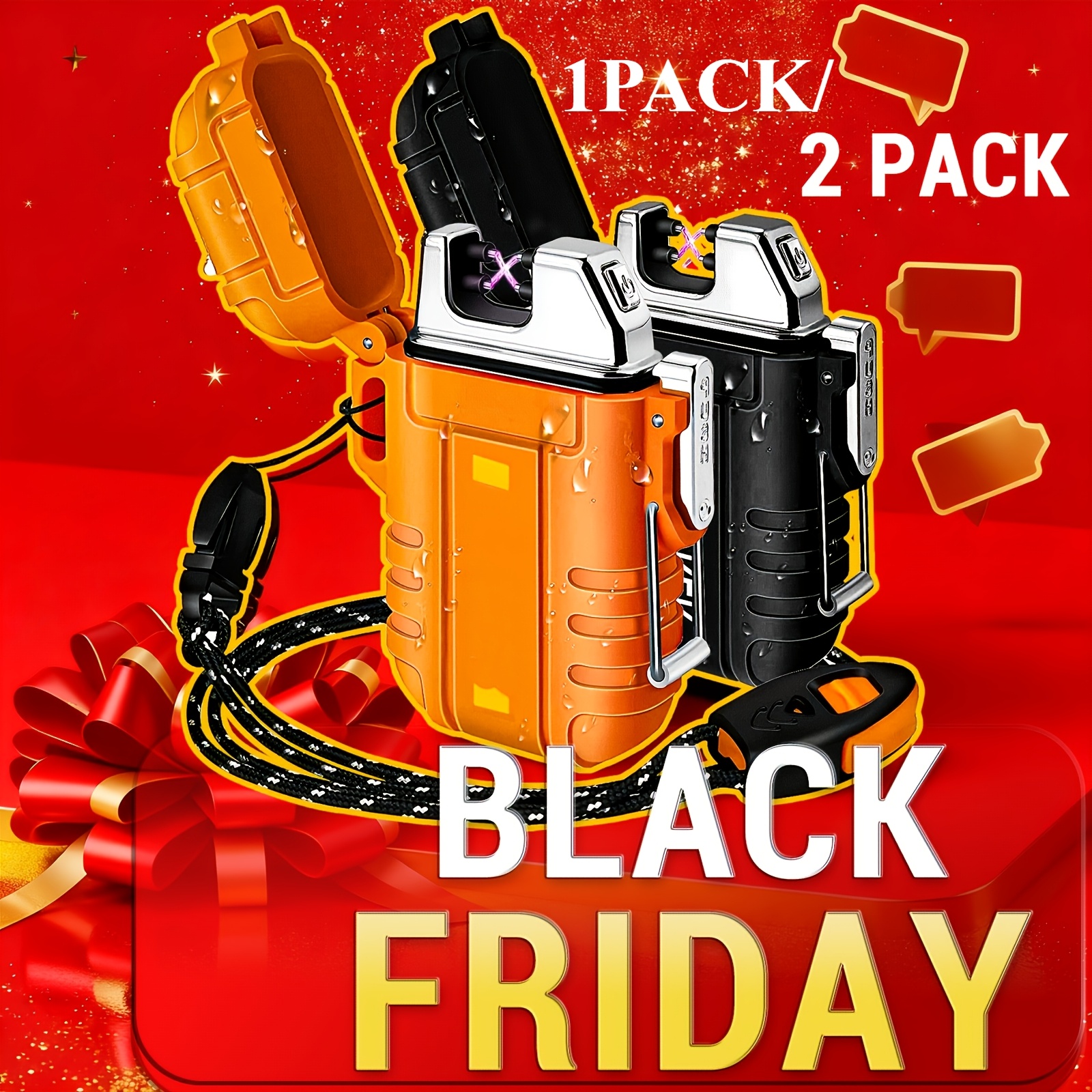 heymyth dual   plasma lighter usb rechargeable flameless windproof lighter 1   survival   gear for outdoor camping edc   in gift box orange black