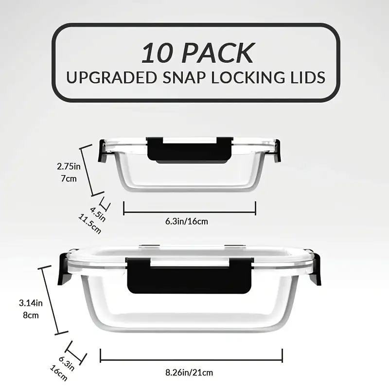 21pcs 10 lids 10 glass bowls 1 dishcloth glass food storage containers with sealed lids kitchen lunch storage leak proof suitable for microwave ovens ovens refrigerators and dishwashers for kitchen gifts Product details 2