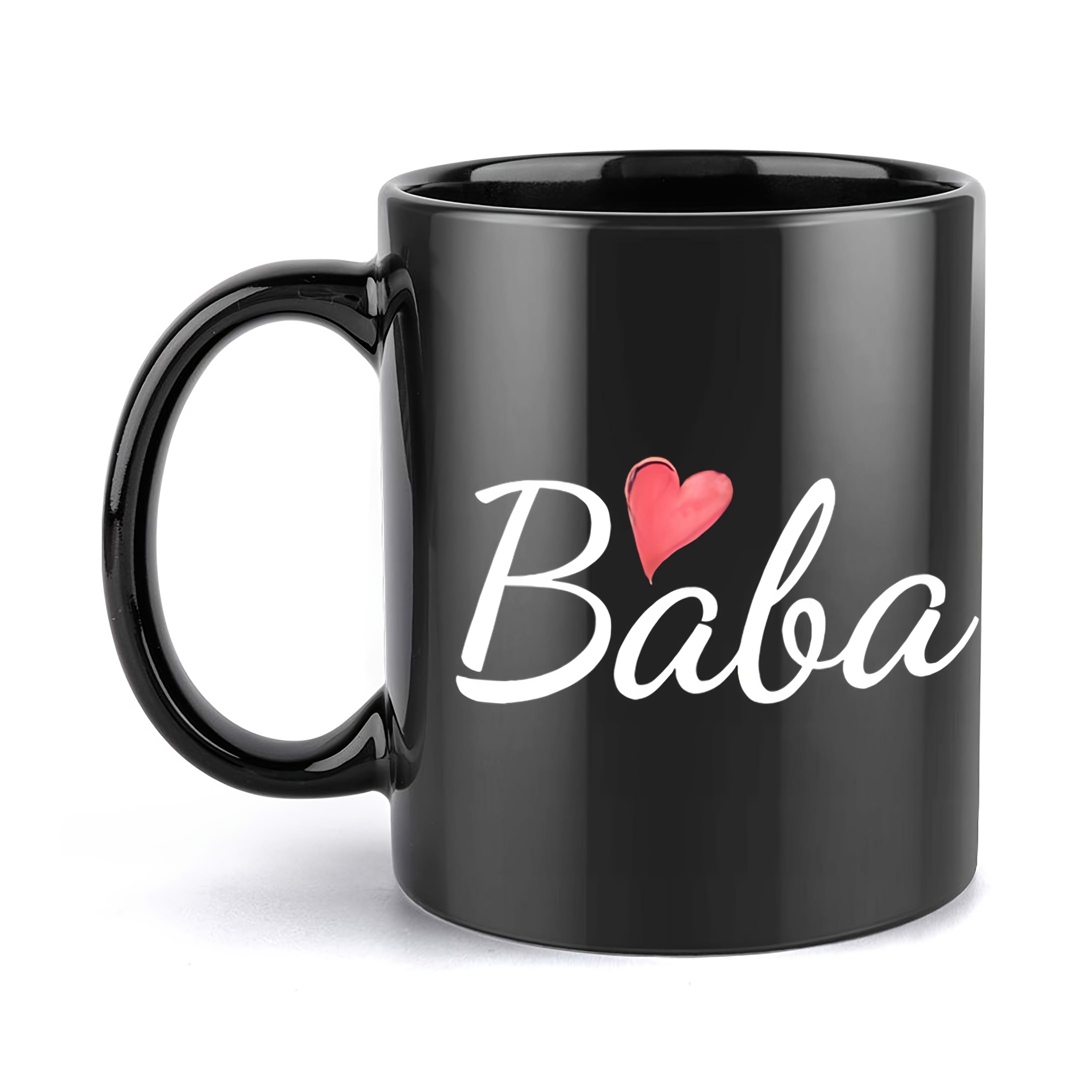 Image of 1pc, Baba, Heart-shaped Coffee Mug, 11oz Ceramic Cups For Coffee, Water, Beverages, Gifts For Birthdays And Holidays