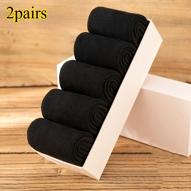 TEMU Men Women New Winter Thick Warm Socks, Solid Color Fleece Lined Home Socks, Plus Size Men's Indoor Socks, Formal Occasion Socks, Women's Warm