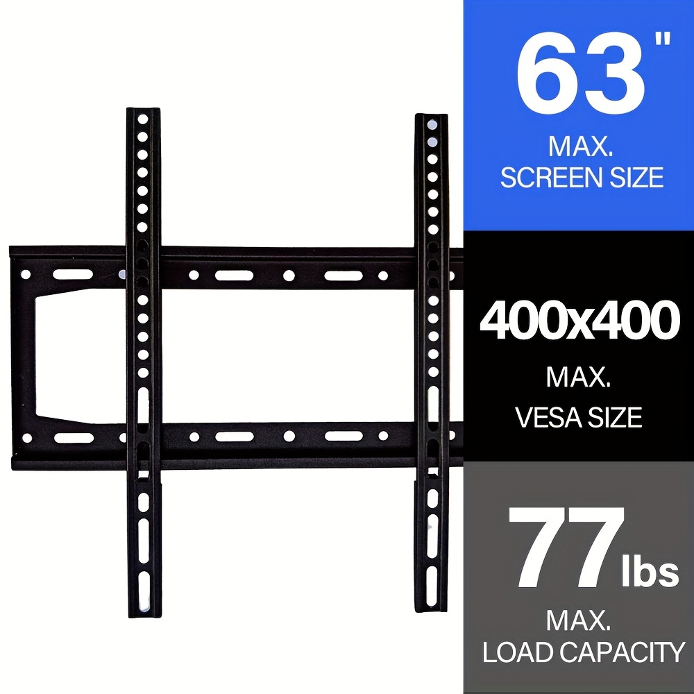 

Skyfast Thin Wall Mount For Tvs: Suitable For 26-63" Flat Panel Tvs, Compatible Up To 400x400mm, 77lbs Max Capacity, Wall Mounting Kit