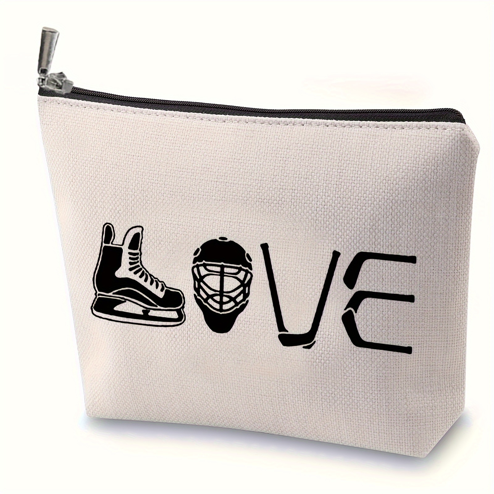 

Hockey Player Cosmetic Bag, Ice Hockey Travel Gift, Hockey Lover Makeup Zipper Pouch Bag