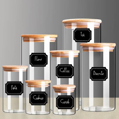 imagem do item 1 decorativa de armazenamento em inglês com de e , layout regular e requintado, distinguir vários ingredientes armazenados, colar na parede externa recipientes de armazenamento, conveniente para a rápida conteúdos