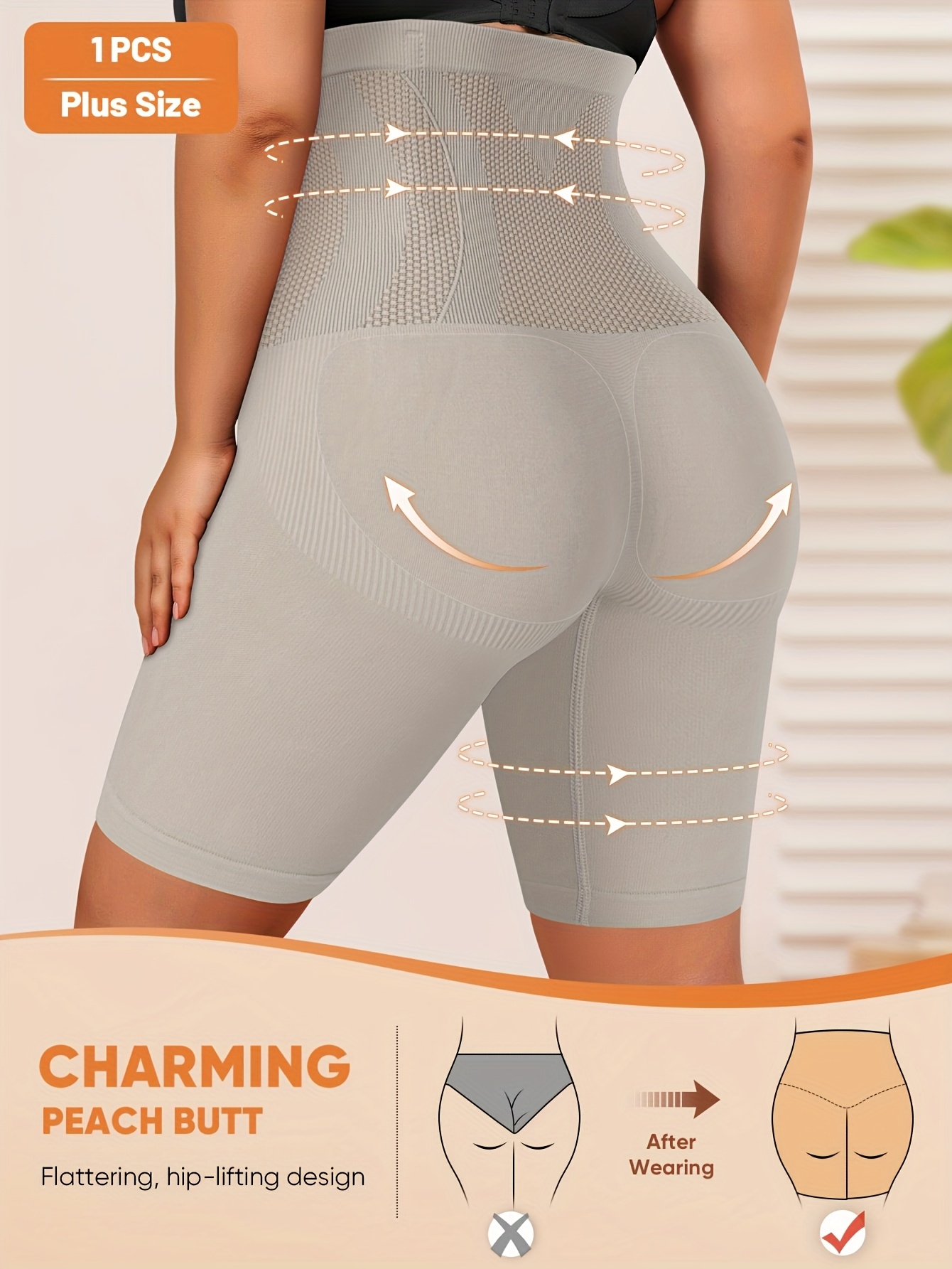 MIOTAN Women'S Plus Size High-Waist Shaping Shorts - Breathable Mesh Nylon, No Padding, High Support Butt Lifting & Tummy Control, Solid Color, 1XL-5XL, Underwear, Sleek Underwear, Comfortable Fit