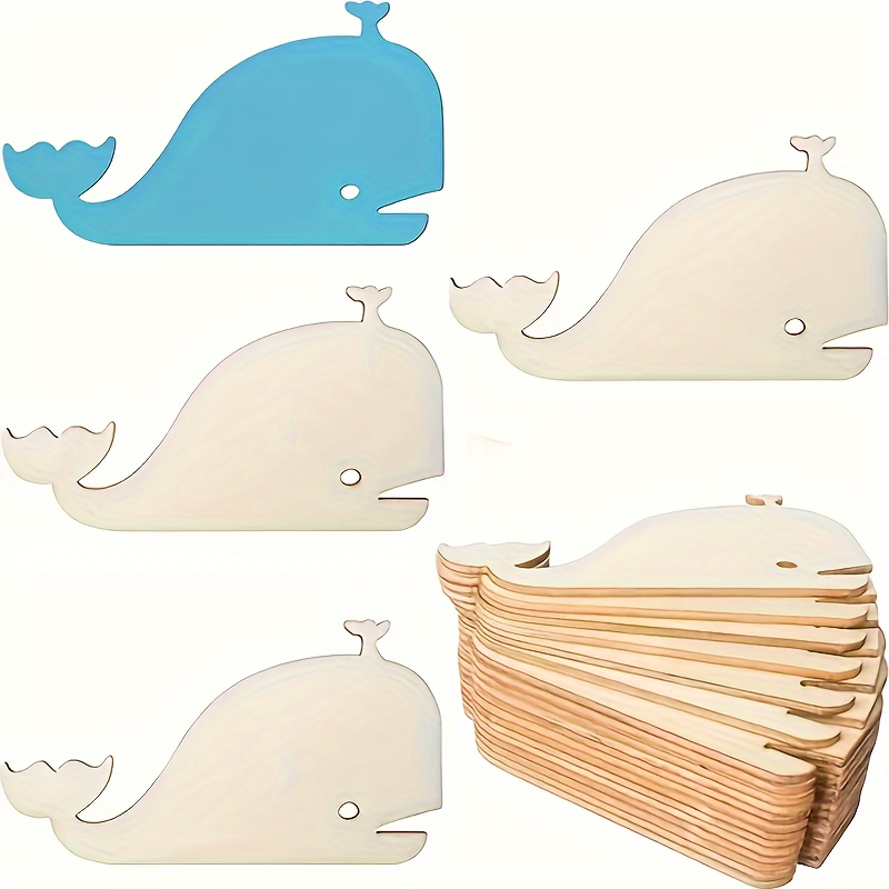 10 pack wooden whale cutouts for diy crafts and painting ocean animal shaped wood   for wedding bridal shower birthday anniversary decor seasonal ornaments for christmas halloween easter hanukkah thanksgiving decorative hanging charms without electricity or feathers 0