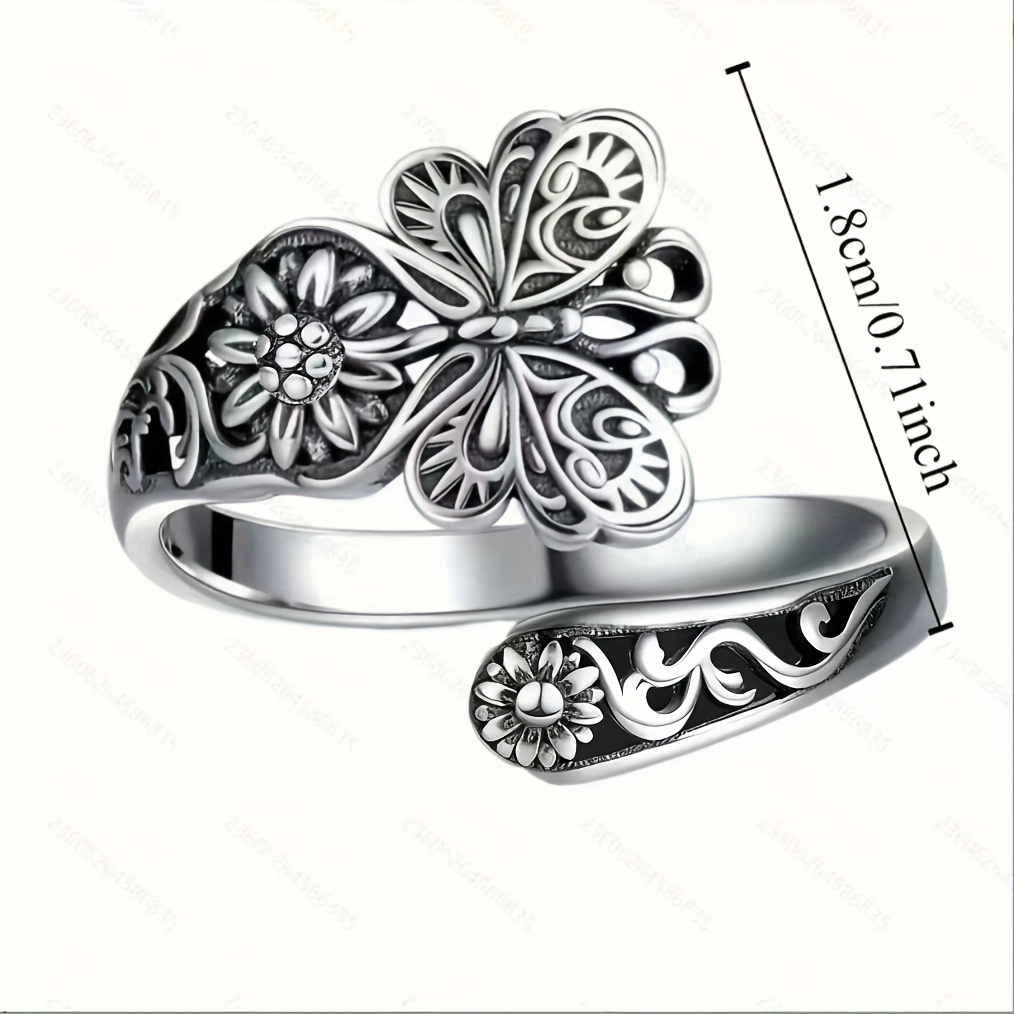 Women's Open Ring Vintage Fashion Butterfly Floral Thumb Ring Bohemian Adjustable Open Ring Open Adjustable Versatile Free Style Ring 1pc Women's Suitable for Daily Wear and Very Suitable for Valentine's Day and New Year Party Accessories