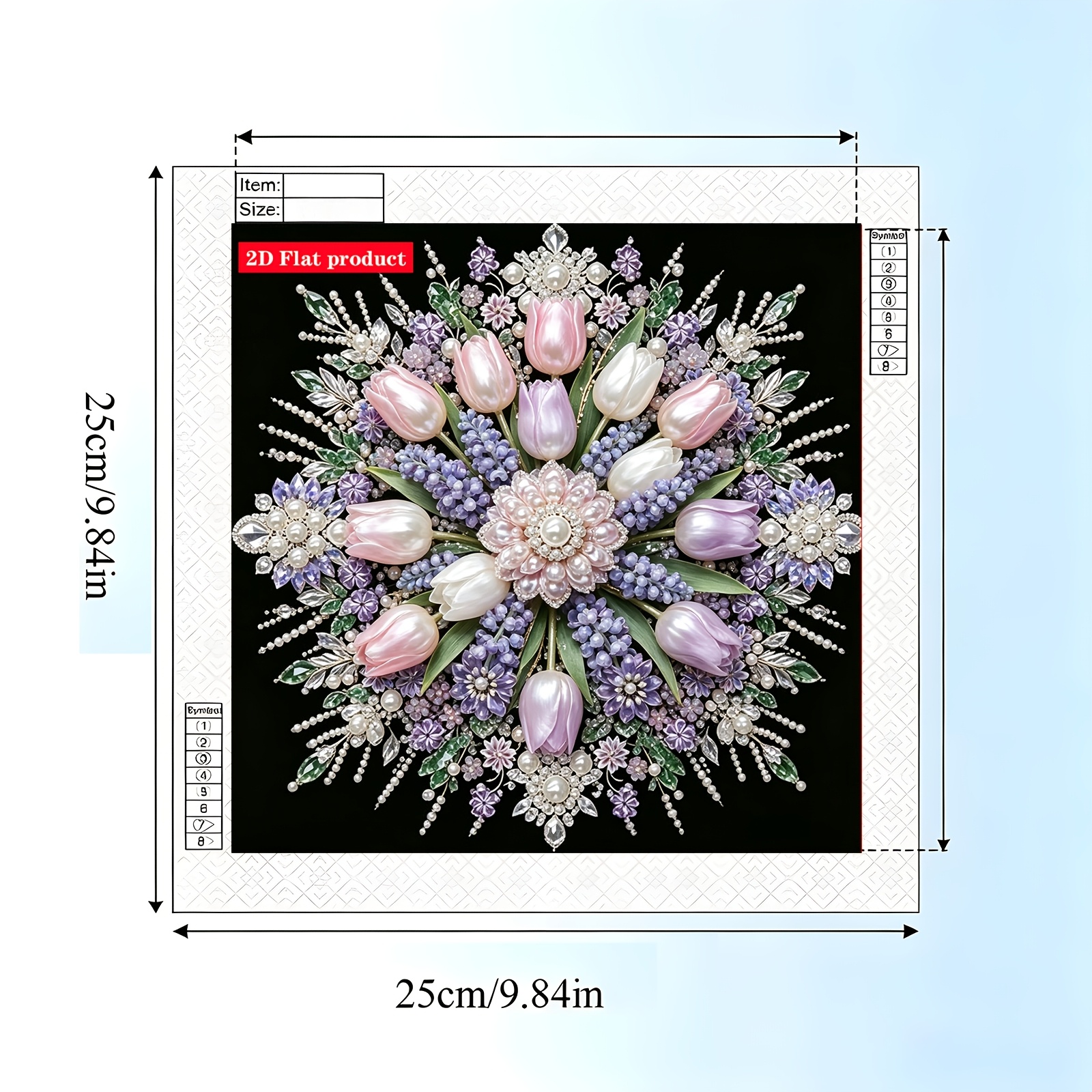 TEMU Pearl Tulip Mandala Flower Cluster Pearl Diamond Painting Kit, 2d Flat Printing Handmade Diamond Gem Art Painting, Adult Beginner Mosaic Craft,