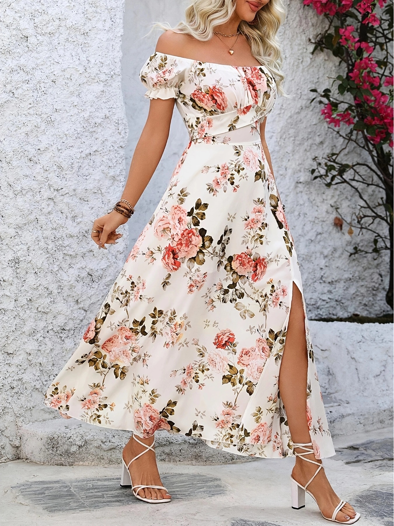 floral winter maxi dress Provence Bloom Long Sleeve Maxi Dress Floral Blue