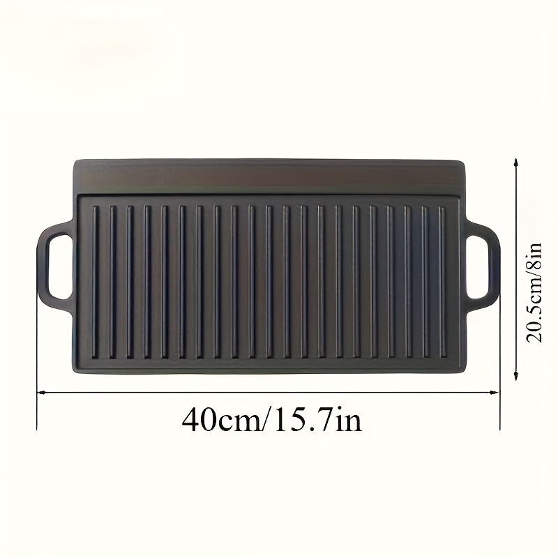 1pc Reversible Cast Iron Grill Pan Non Stick Bbq Hot Plate Suitable For Use On An Outdoor Bbq Additions