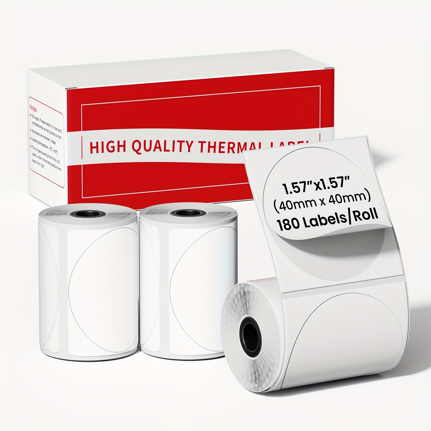 TEMU 1 rollo / 3 rollos de papel térmico adhesivo Phomemo, etiquetas autoadhesivas multiusos para M110/M120/M150//M220, 40x40 mm (1.57"x1.57"), 180