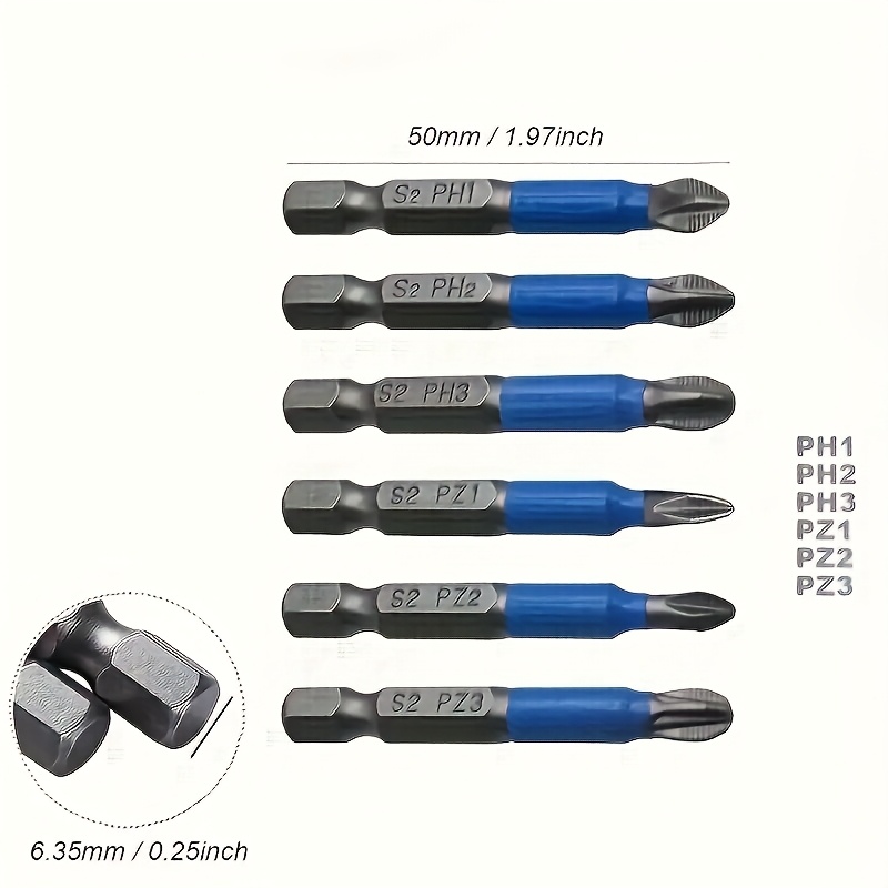 Image of 6pcs Strong Magnetic Anti Slip Screwdriver Heads, Electric Batch Cutters, Screwdriver Heads, Electric Screwdrivers, Electric Cutting Blade Heads