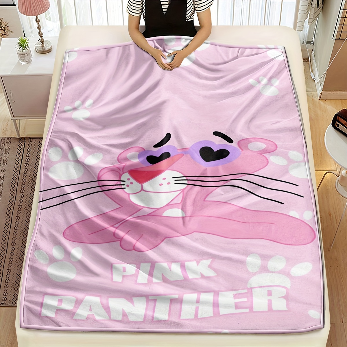 cartoon cat print throw blanket contemporary Temu Oman