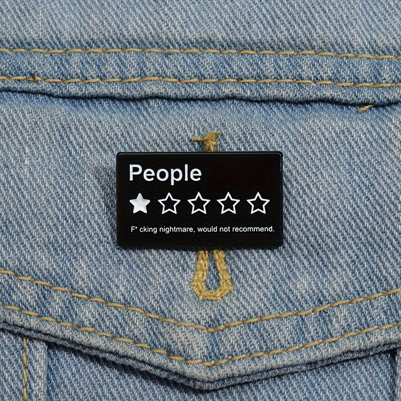 

1pc Broche Unique en de Géométrique - Design "PEOPLE" avec Note d'Étoile, Lettrage pour Vestes en Denim & Accessoires, Tenue Décontractée, Décoration d'une Vestes en Denim