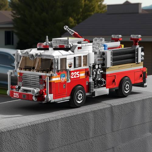 item picture 1000 pcs building rescue fire truck model high difficulty assembly reproduction detailed simulation desk ornament living room decoration toy holiday gift