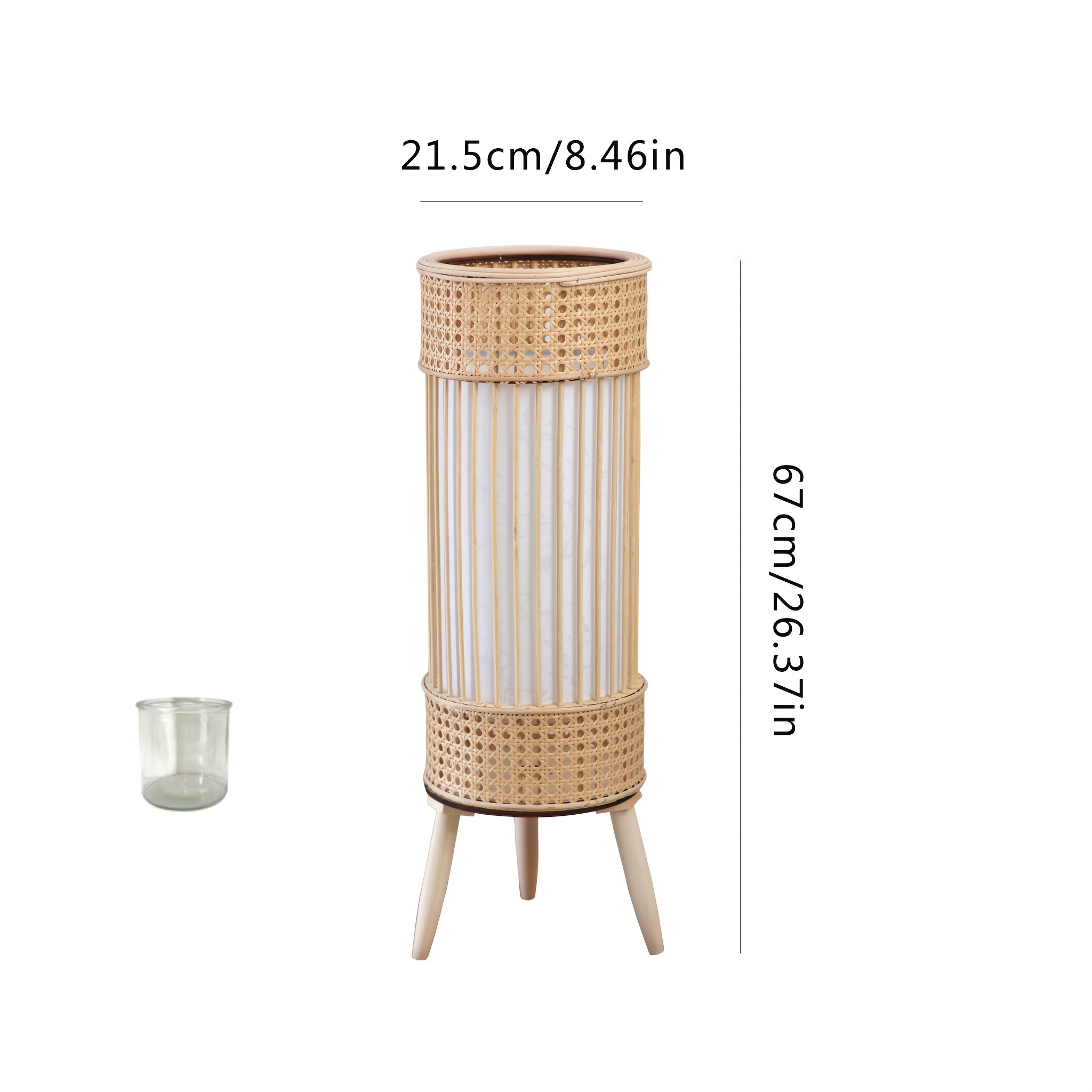Retro High-End Handmade Rattan Woven Lantern, Creative Columnar Candle Holder, Festive Romantic Atmosphere Decoration, Christmas Decoration, Living Room Bedroom Accent Wind Lantern Ornament
