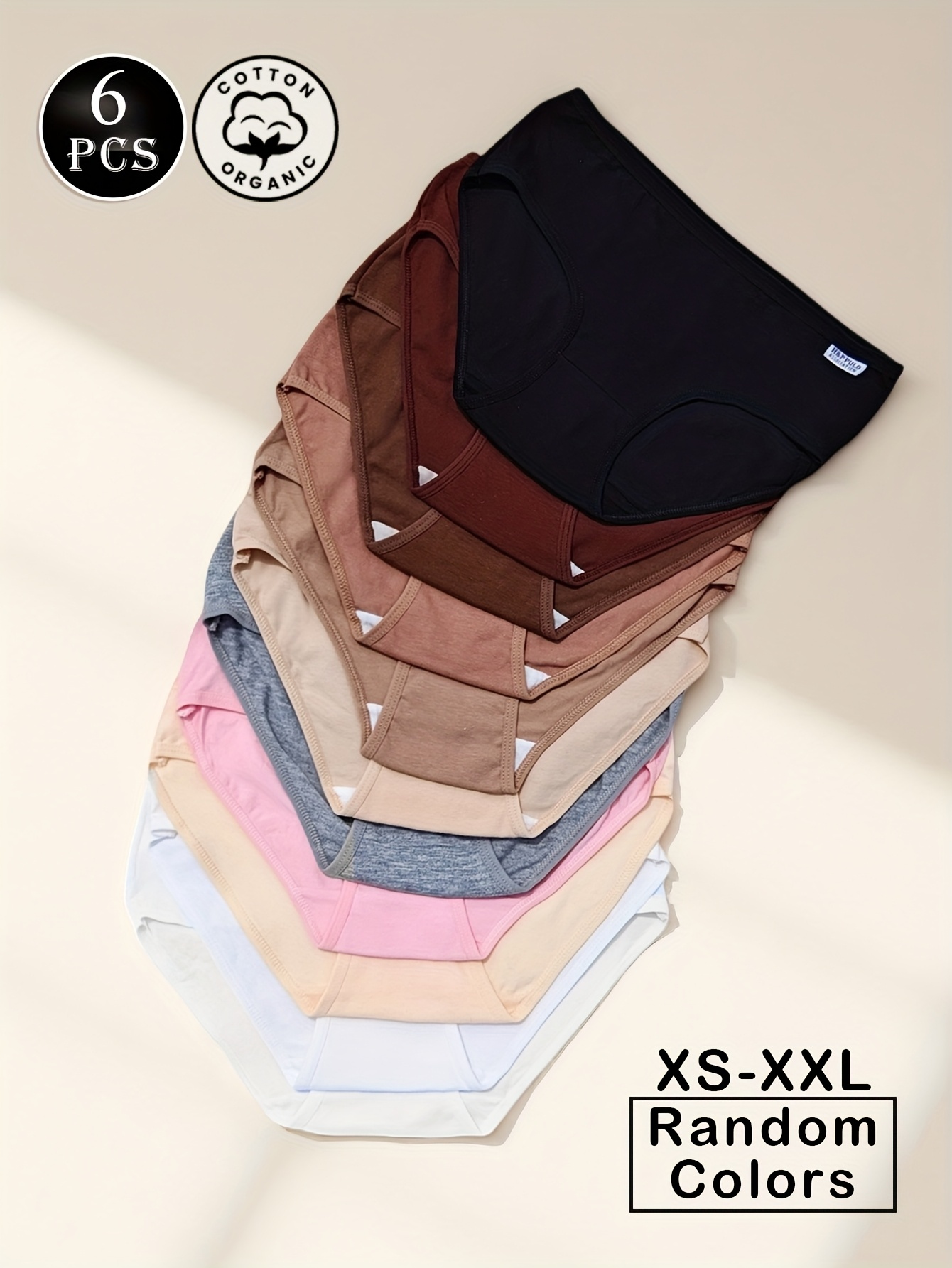 a set of 6 womens panties in random colors comfortable and breathable solid low   underwear suitable for sports and casual daily wear easy and elegant versatile design    