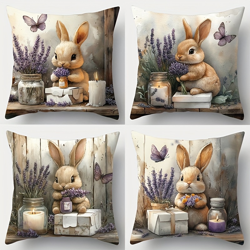 

4pcs Rabbit , Contemporary , , Cushion , Washable, Rabbit For