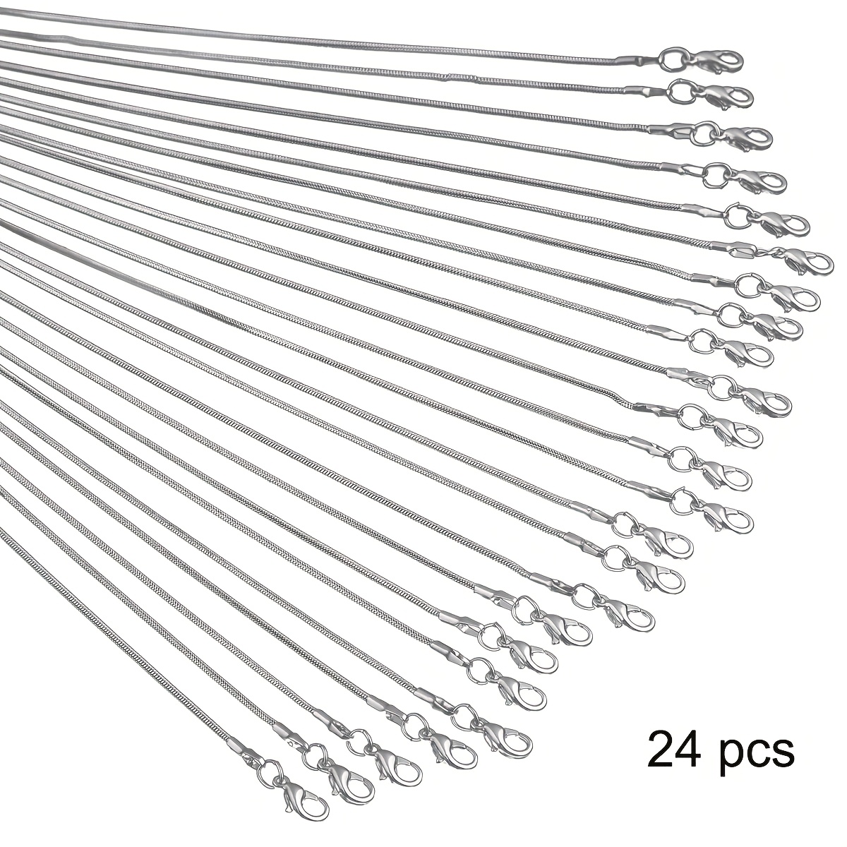 Image of 24pcs Stainless Steel Chain 1.2mm Diy Chain Pendant Link Necklace With Clasp - Making Supplies - For Women And Adults - Perfect Gift For Jewelry Enthusiasts And Crafters