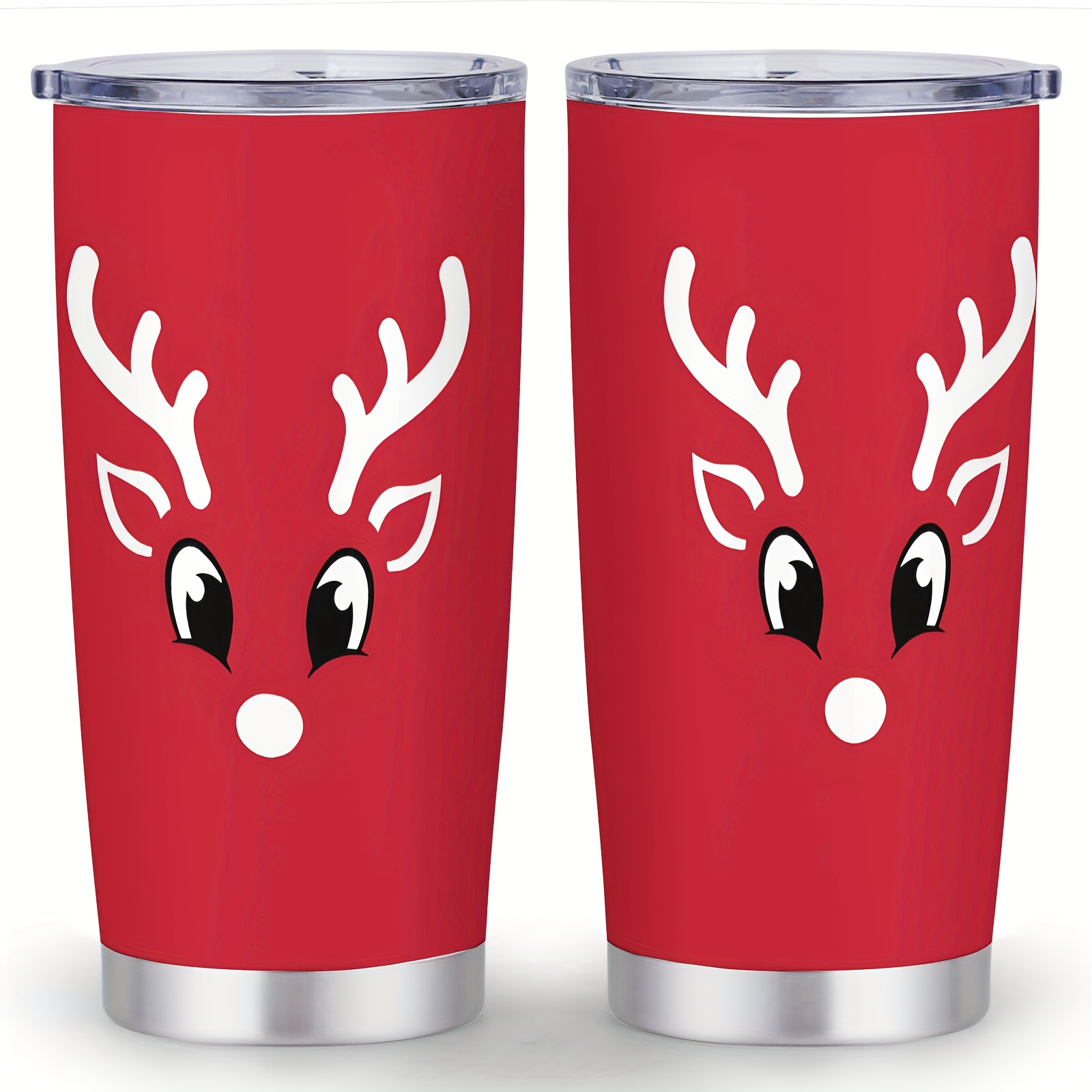 TEMU Stainless Steel Tumbler, 20 Oz, Featuring A Christmas Reindeer Design, Perfect For Holiday Gifts And Party Supplies