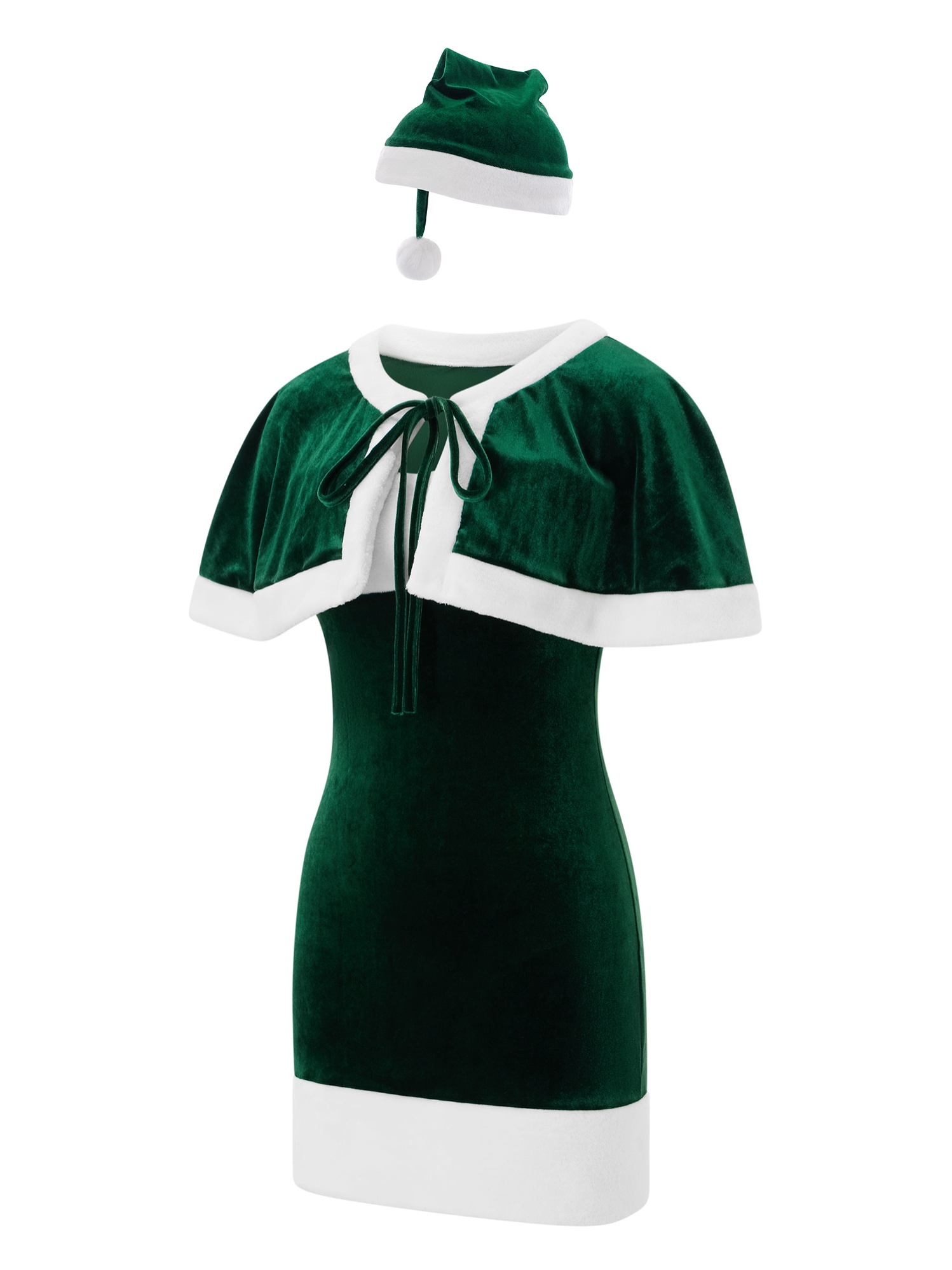 women complete christmas costume furry line dress shawl - Temu