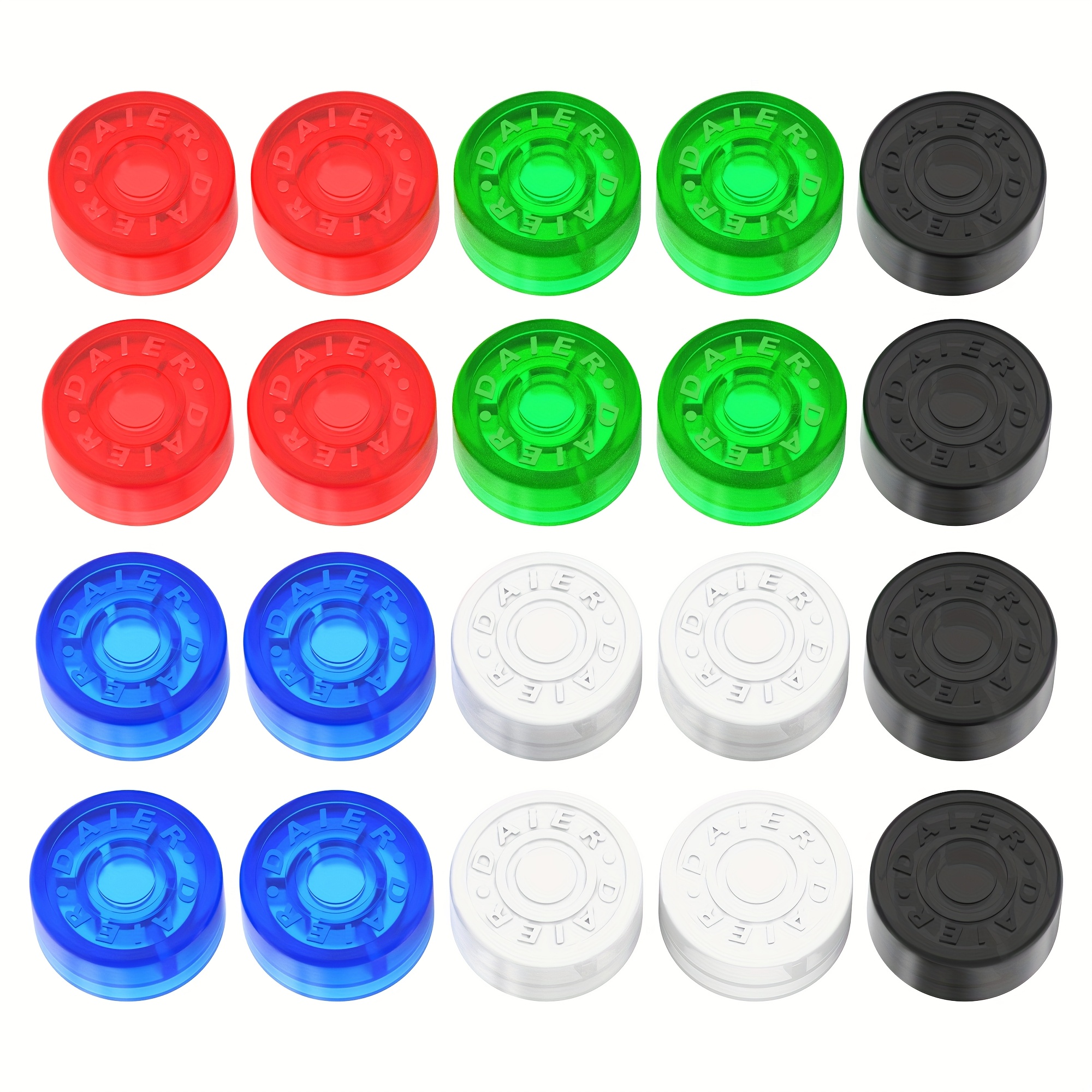 Image of 20pcs Pbs-24 Foot Switch Plastic Caps With -the-dark, 24.5x12.1mm Standard Size, (4pcs Each In Red/black/blue/green/clear), Non-slip For Musical Instrument Equipment