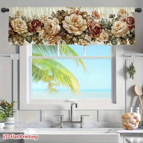 2d flat 2d flat 1pc of vintage decor valance curtain with 2d flat printing pocket for rod enhances the living room housewarming laundry room parties and art a cozy ambiance
