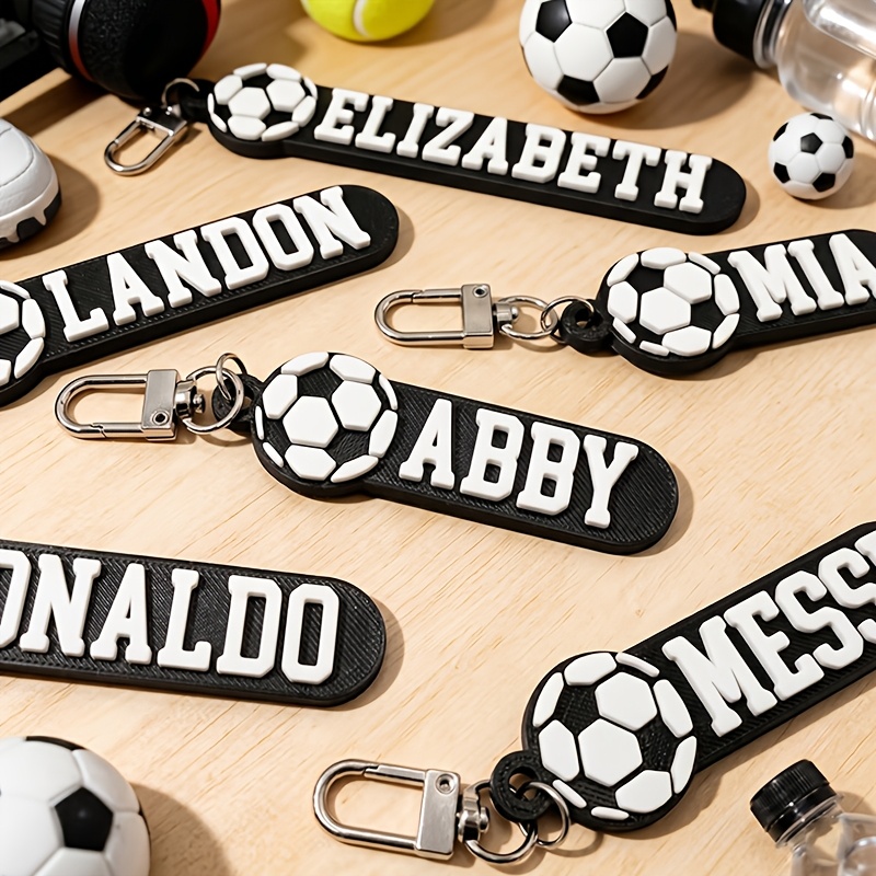 Customized Soccer Keychain, Personalized Name & Number Tag