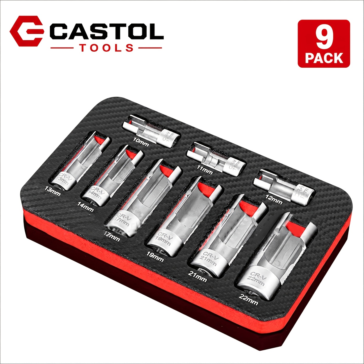 TEMU 9pcs Automotive Sensor Socket Offset Wrench Removal Tool And Thread Tool 10-22mm