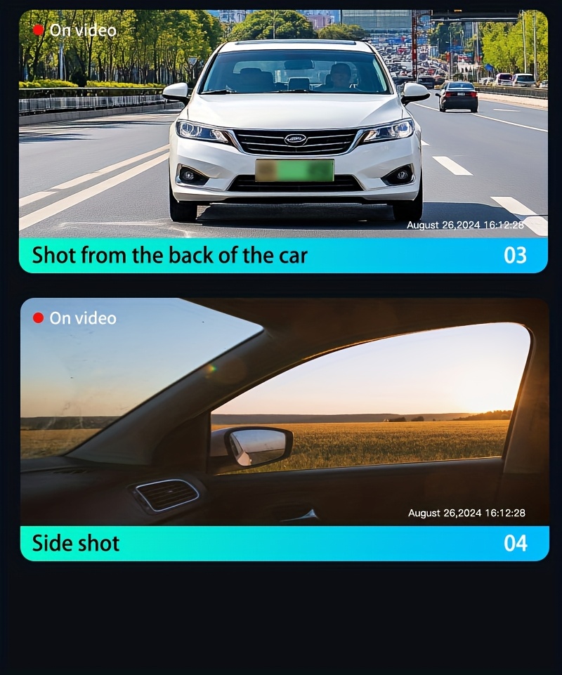 AXH 360 ° 4-channel 1080P High-definition Ultimate Safety Driving Recorder Set, Car Camera 1080P Front And 720P Front, Back, Left, Right Full Coverage, Four Screen Display, High-definition Night Vision, WDR, G Sensor, Loop Recording - Car