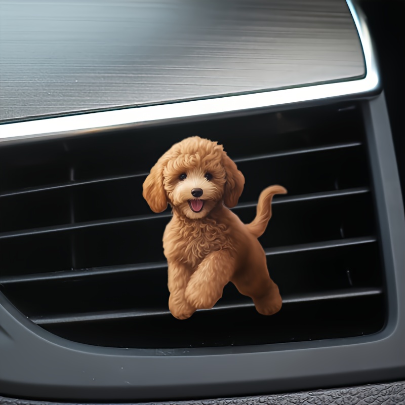 

1pc Cute Brown Puppy Design Vent Clip Air Freshener For Vehicles, Acrylic Aromatherapy Diffuser With Interchangeable Scent Sources - Balm, Tablet, Or Stick, Interior Accessory